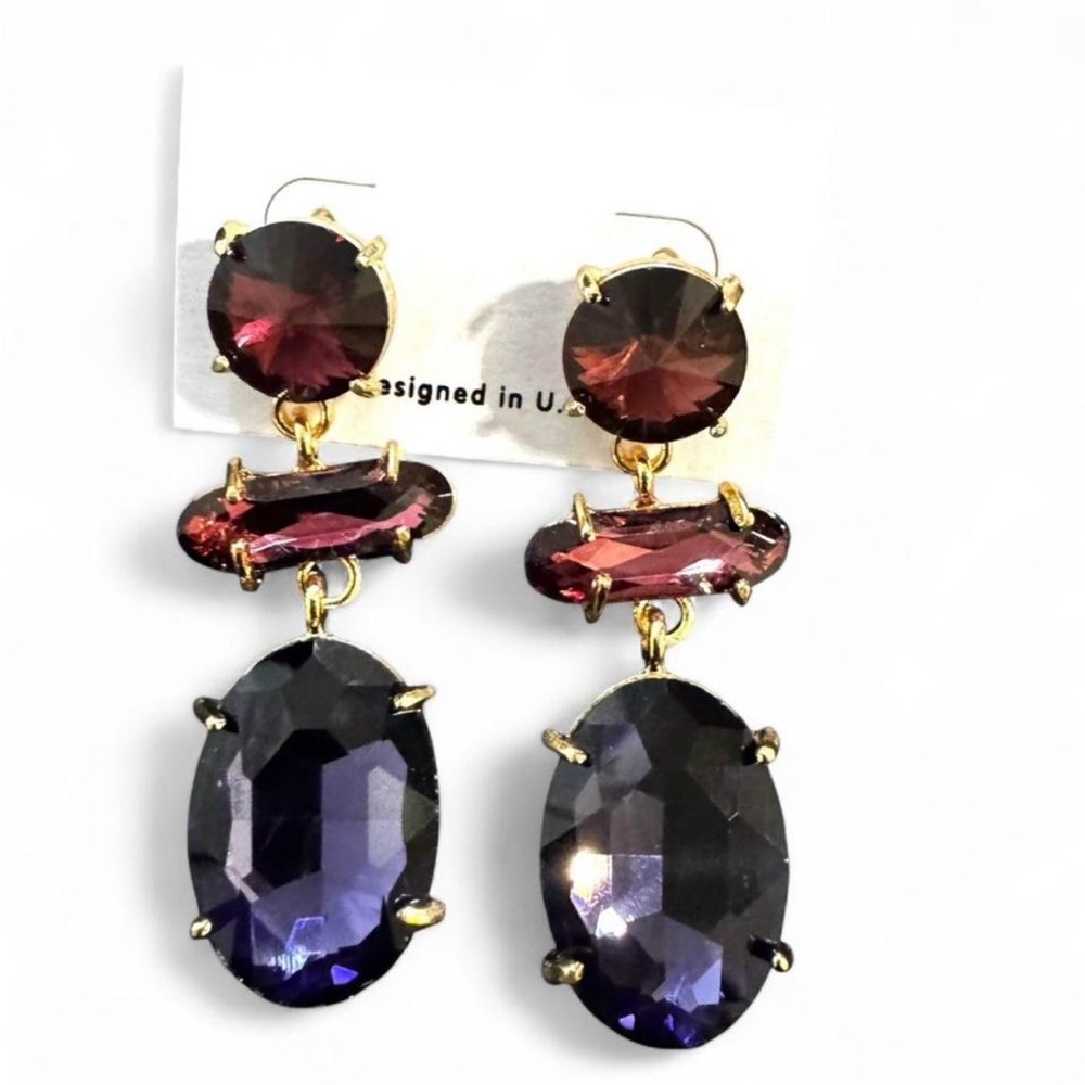 Fashion Nova Purple and Gold Statement Earrings
